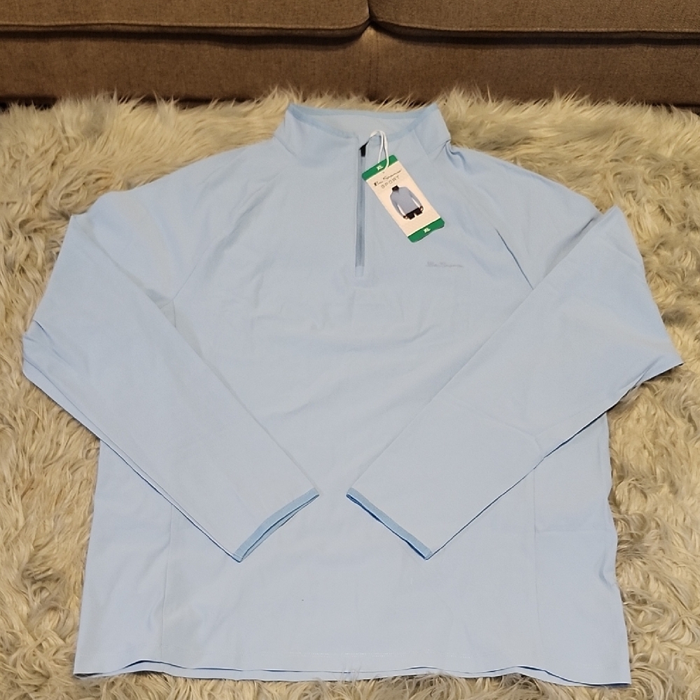 Ben Sherman Men's Sport Quarter Zip Sky Blue Long Sleeve Shirt- size XL